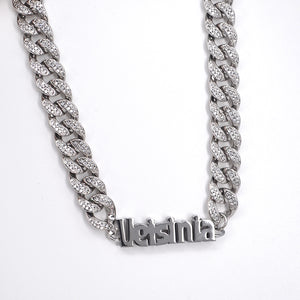 Icey Cuban Link Nameplate Necklace