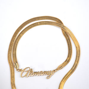 Herringbone Chain Nameplate Necklace