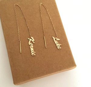 Drop Nameplate Earrings