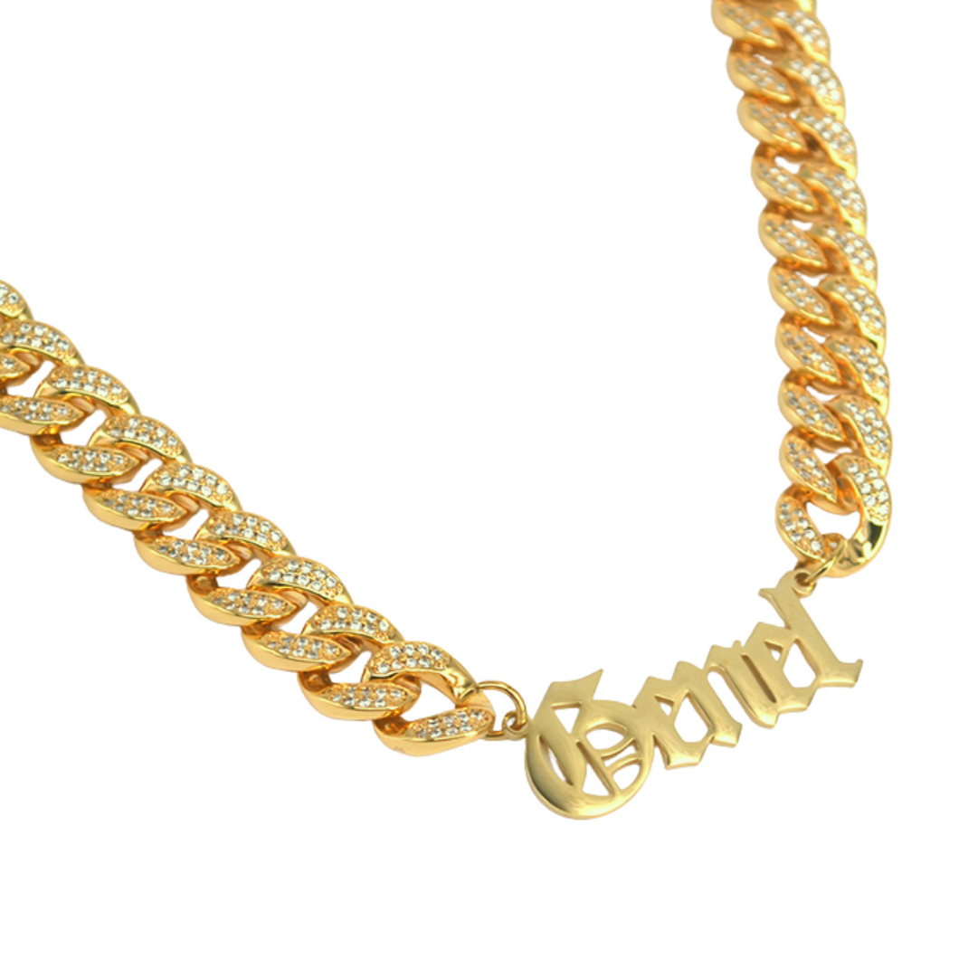 Icey Cuban Link Nameplate Necklace