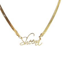 Load image into Gallery viewer, Herringbone Chain Nameplate Necklace