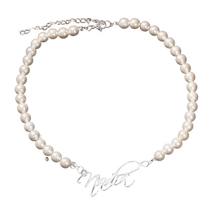 Pearl Nameplate Necklace