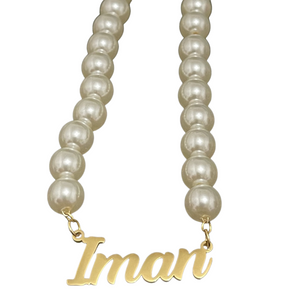 Pearl Nameplate Necklace